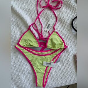 Frankie's Bikinis Sweet Shop Bundle Nick Top + Dove Bottom (Green/Pink) M/L